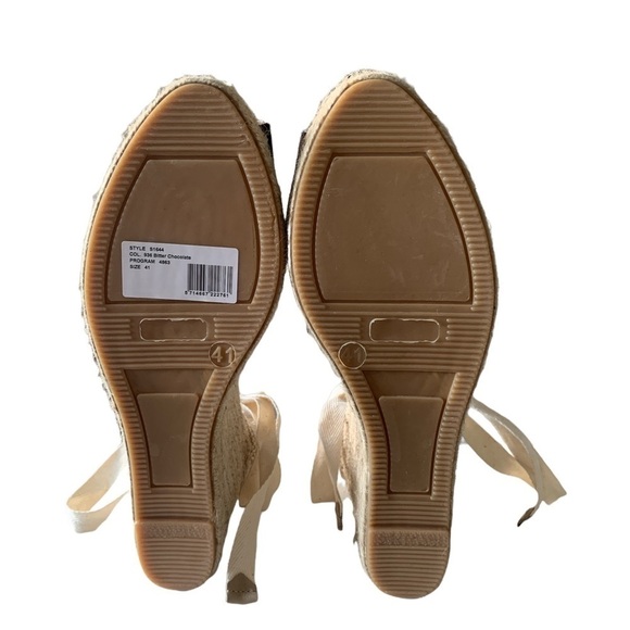 𝅺nwt Ganni Lace-up Jute Wedge Espadrilles in Bitter Chocolate - Picture 6 of 8